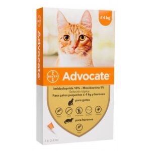 Advocate 0,4 mL para Gatos y hurones hasta 4 Kg de peso – Antiparasitario Interno y Externo Bayer® ELANCO